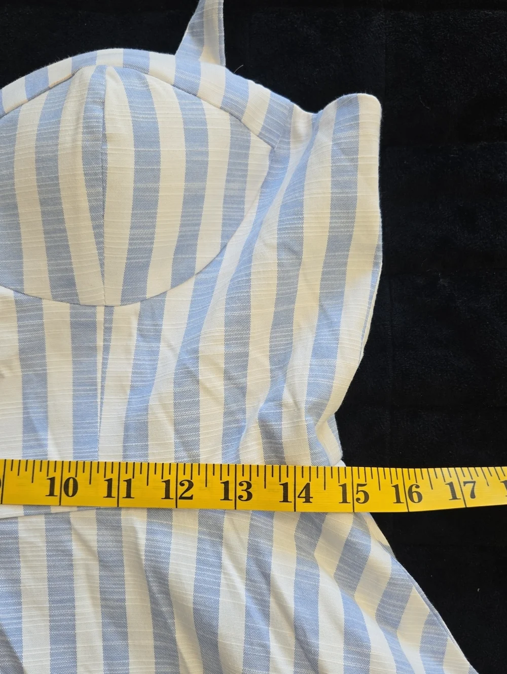 ASTR The Label Isabela Striped Sweetheart Midi Dress Blue Cream Woven Sz L NWOT